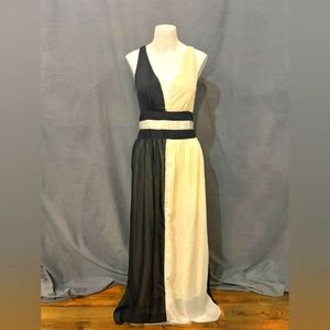 Elegant Black and Ivory Maxi Dress